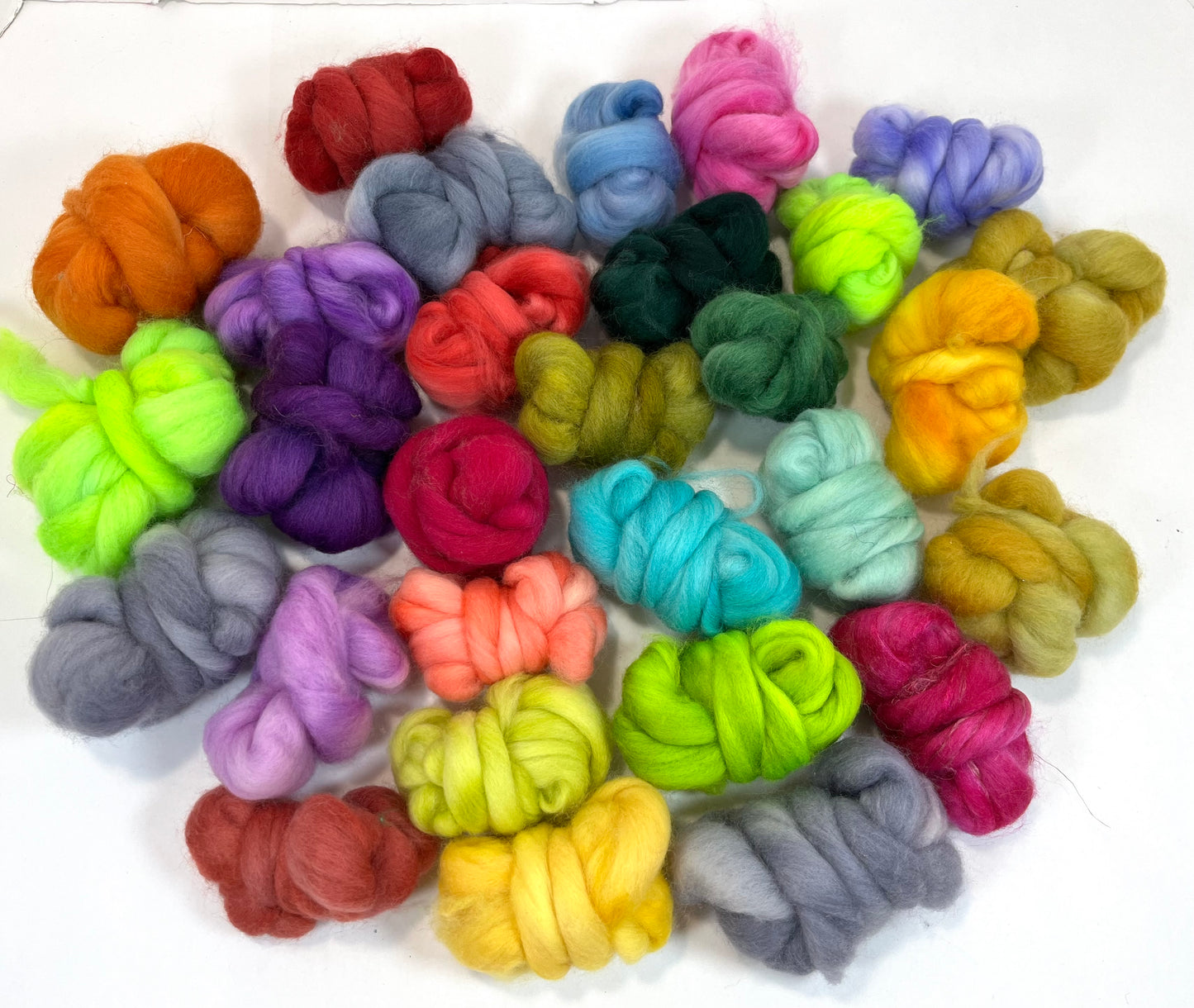 29 Little Bumps of Color - 10 oz- 0609-01, combed top, spinning fiber, handspinning, wool, felting fiber