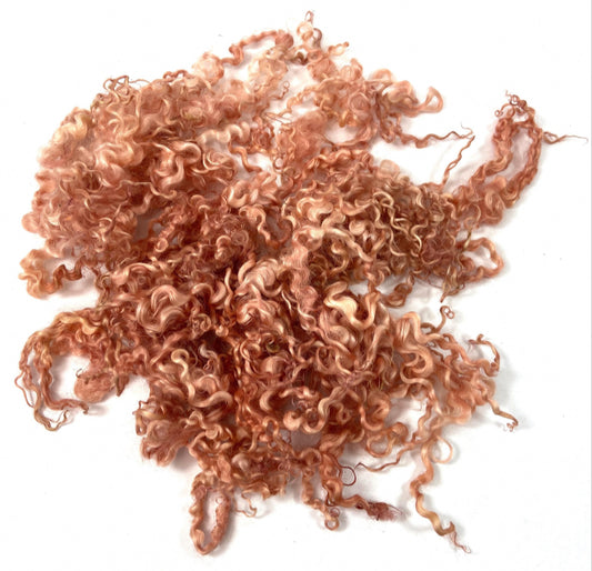 Wensleydale Locks, Buff Peach, .9 oz, 4-5 inches long, super clean, spinning, felting, fiber art, doll hair, nuno, lockspun 0711-01