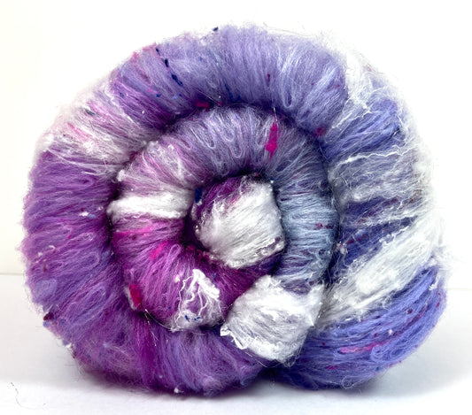 Charlotte Batt 1203-02- 2.8 oz Polwarth wool, silk, noils, spinning fiber, handspinning, nuno, felting wool, weaving