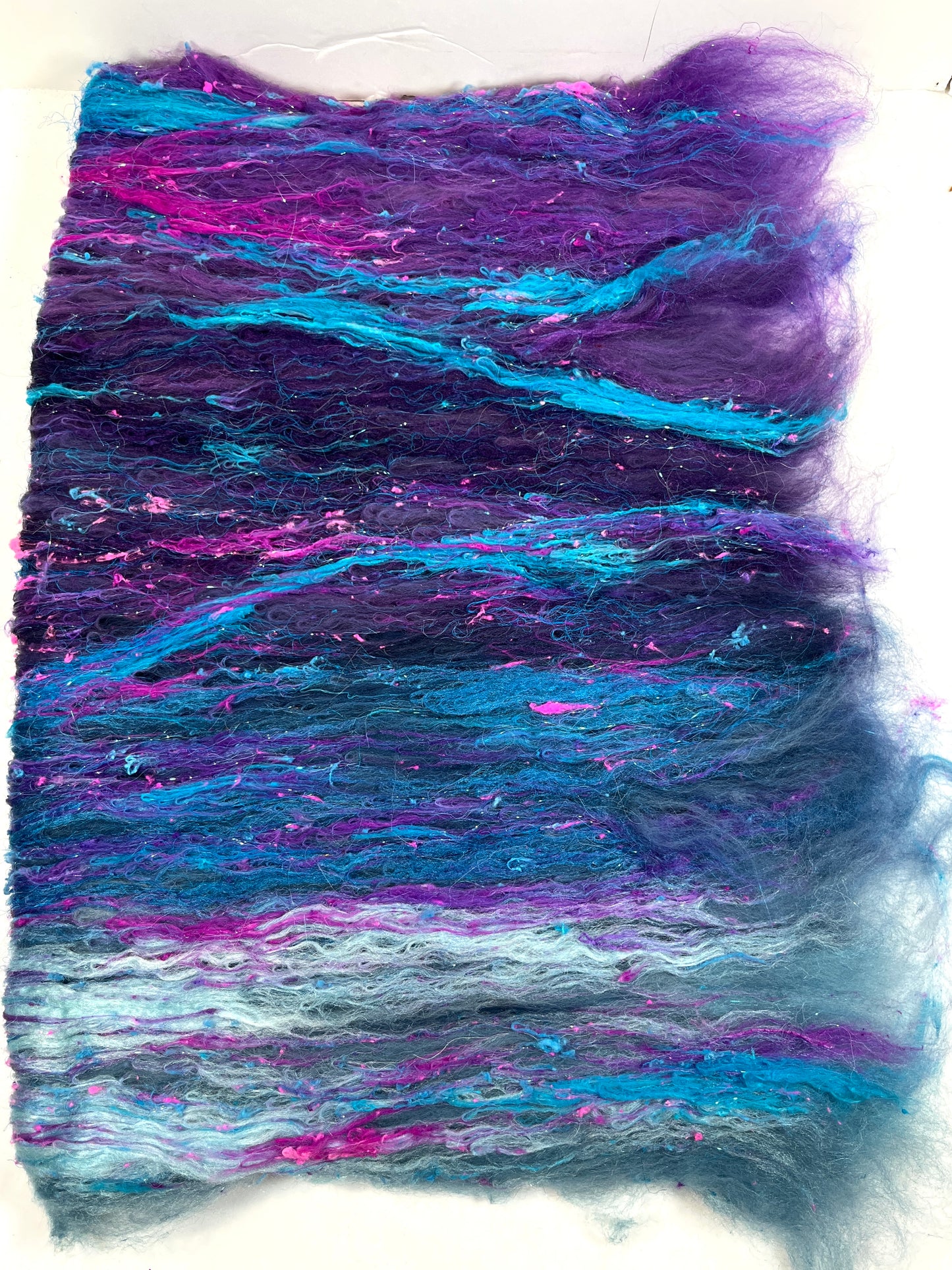 Nightberry Batt 0330-01 - 2.7 oz Polwarth wool, silk, noils, spinning fiber, drumcarded, handspinning, nuno, felting wool