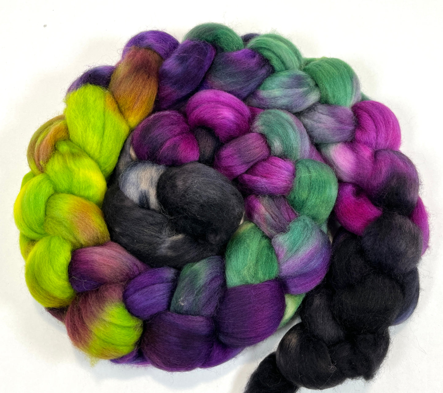 Frankenstein's Monster MG - 4 oz hand painted wool combed top, roving, spinning fiber, handspinning, felting