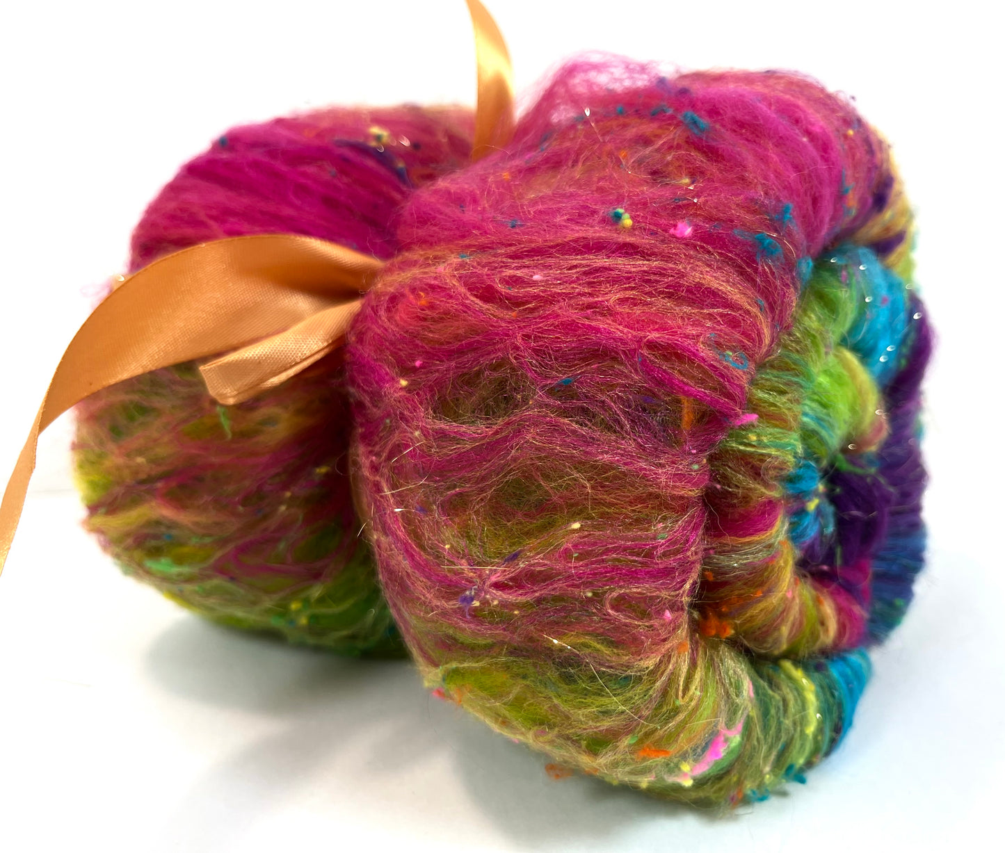 Tie Dye SC Batt 0508-01 - 3.1 oz Polwarth wool, silk, noils, spinning fiber, drumcarded, handspinning, nuno, felting wool