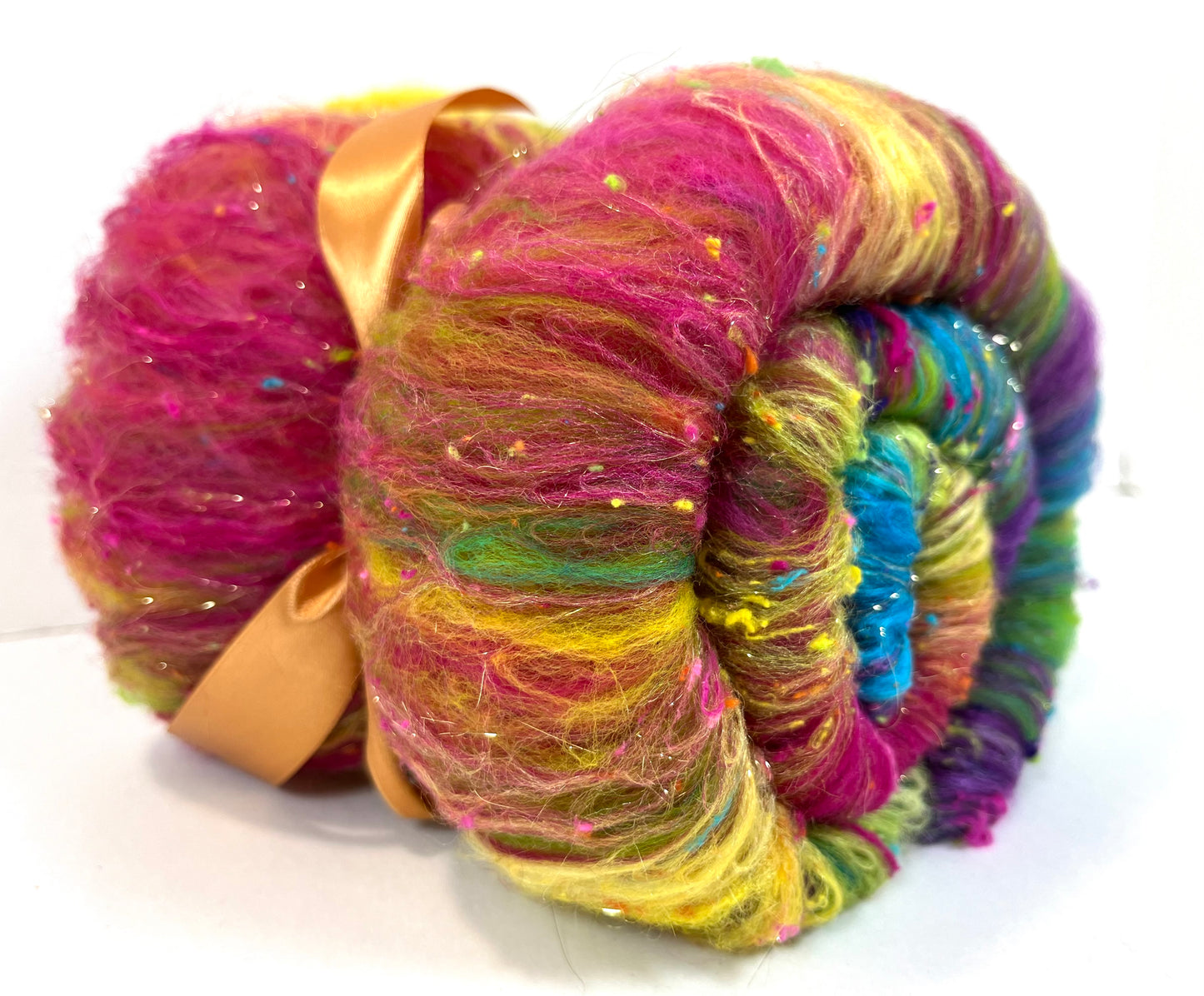 Tie Dye SC Batt 0508-02 - 3 oz Polwarth wool, silk, noils, spinning fiber, drumcarded, handspinning, nuno, felting wool (Copy)