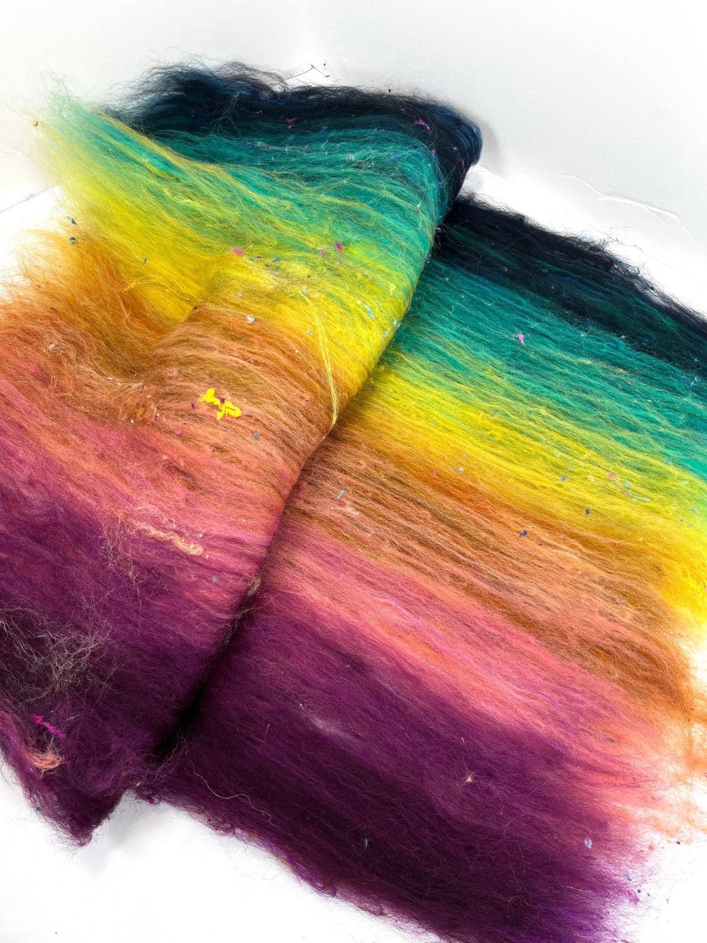 Reverie Batt 0118-03 - 2.6 oz Corriedale wool, silk, noils, spinning fiber, drumcarded, handspinning, nuno, felting wool