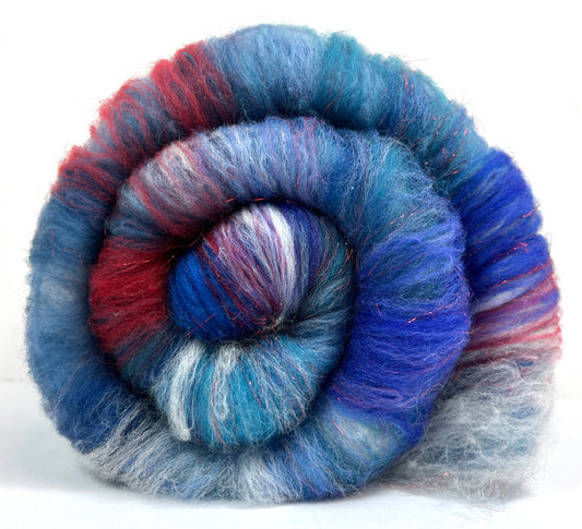 Crayon Box Batt 0617-06 - 3.2 oz Soft wool, sparkle, spinning fiber, drumcarded, handspinning, nuno, felting wool