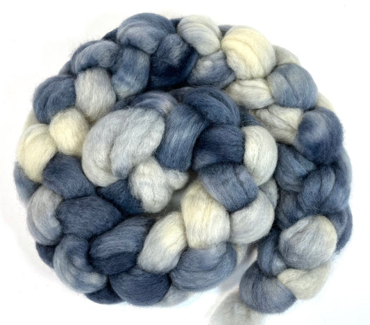 African Grey Variant - 4 oz Bluefaced Leicester wool combed top, roving, spinning fiber, handspinning, felting, needle felting, weaving supplies