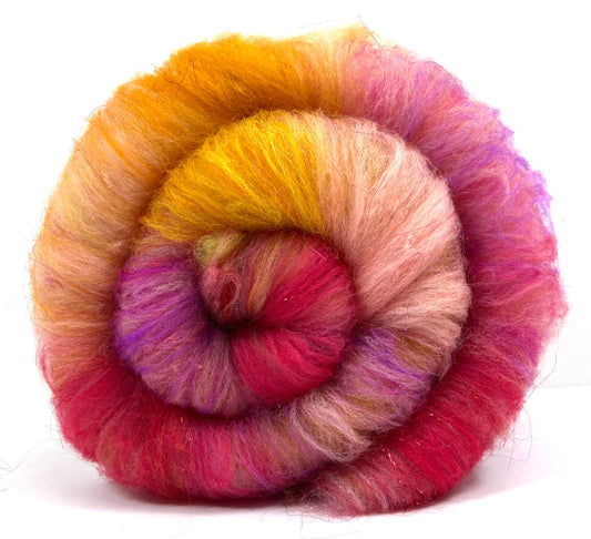 Crayon Box Batt 0525-10 - 3.5 oz Soft wool, sparkle, spinning fiber, drumcarded, handspinning, nuno, felting wool