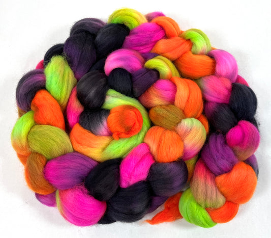 Cacophony SC - 4 oz hand painted wool combed top, roving, spinning fiber, handspinning, felting