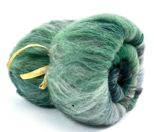 Crayon Box Batt 0525-04 - 3.1 oz Soft wool, sparkle, spinning fiber, drumcarded, handspinning, nuno, felting wool
