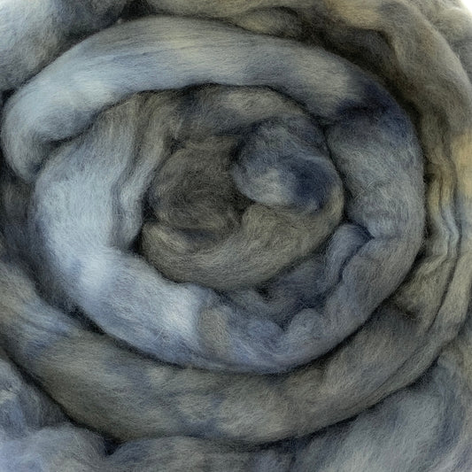 Pebble - 2 oz hand dyed semisolid wool combed top