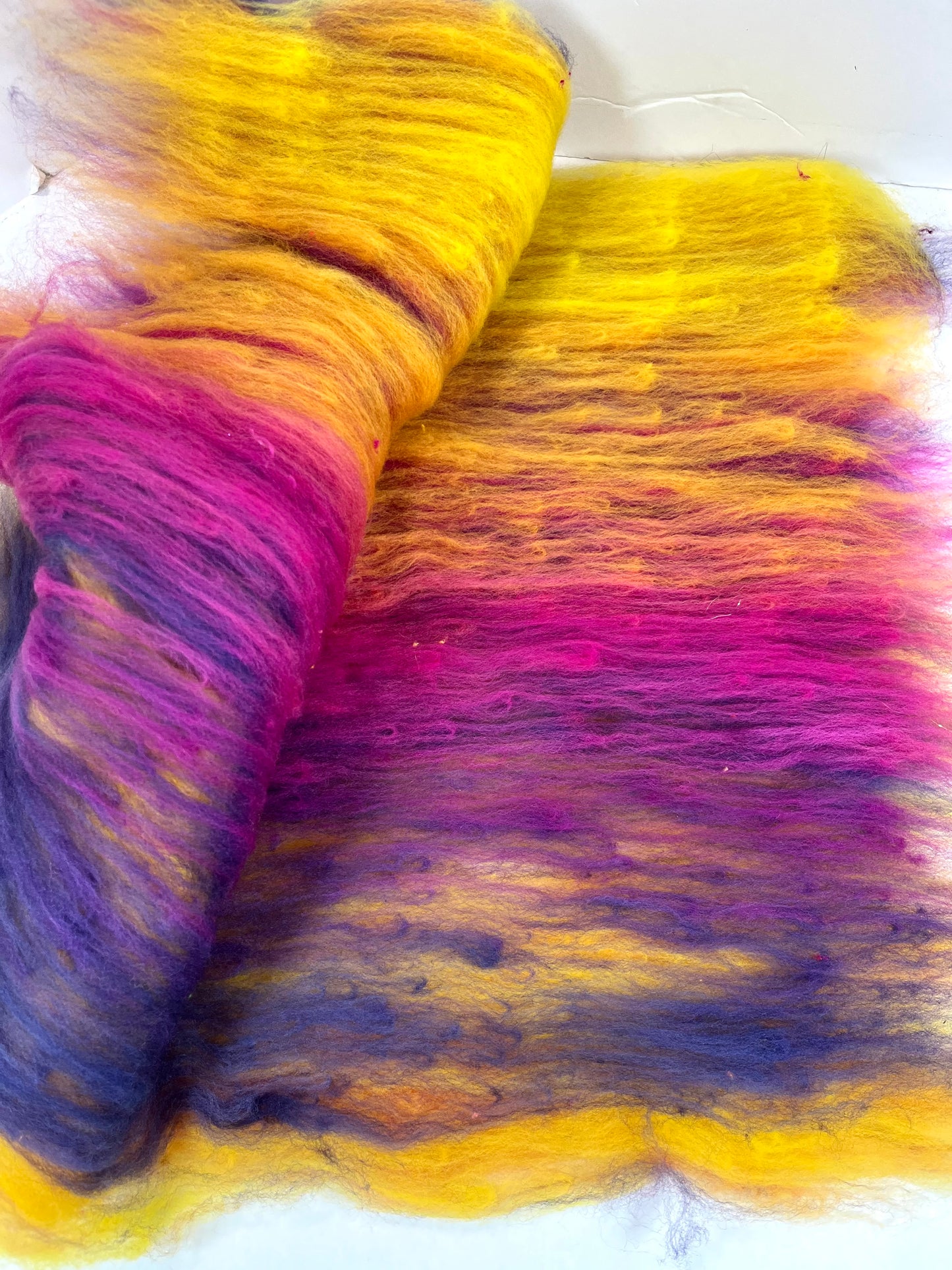 Sassy Blended Batt 0520-02 - 2.1 oz Cormo wool, silk, noils, spinning fiber, drumcarded, handspinning, nuno, felting wool