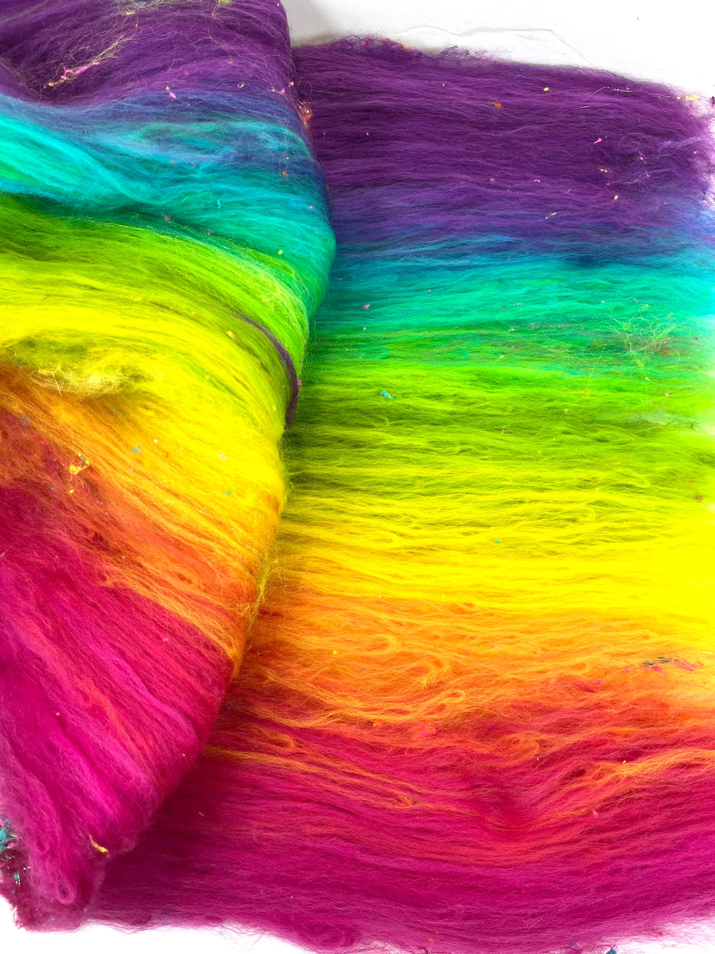 Tie Dye Gradient Batt 0508-06 - 2.8 oz Polwarth wool, silk, noils, spinning fiber, drumcarded, handspinning, nuno, felting wool