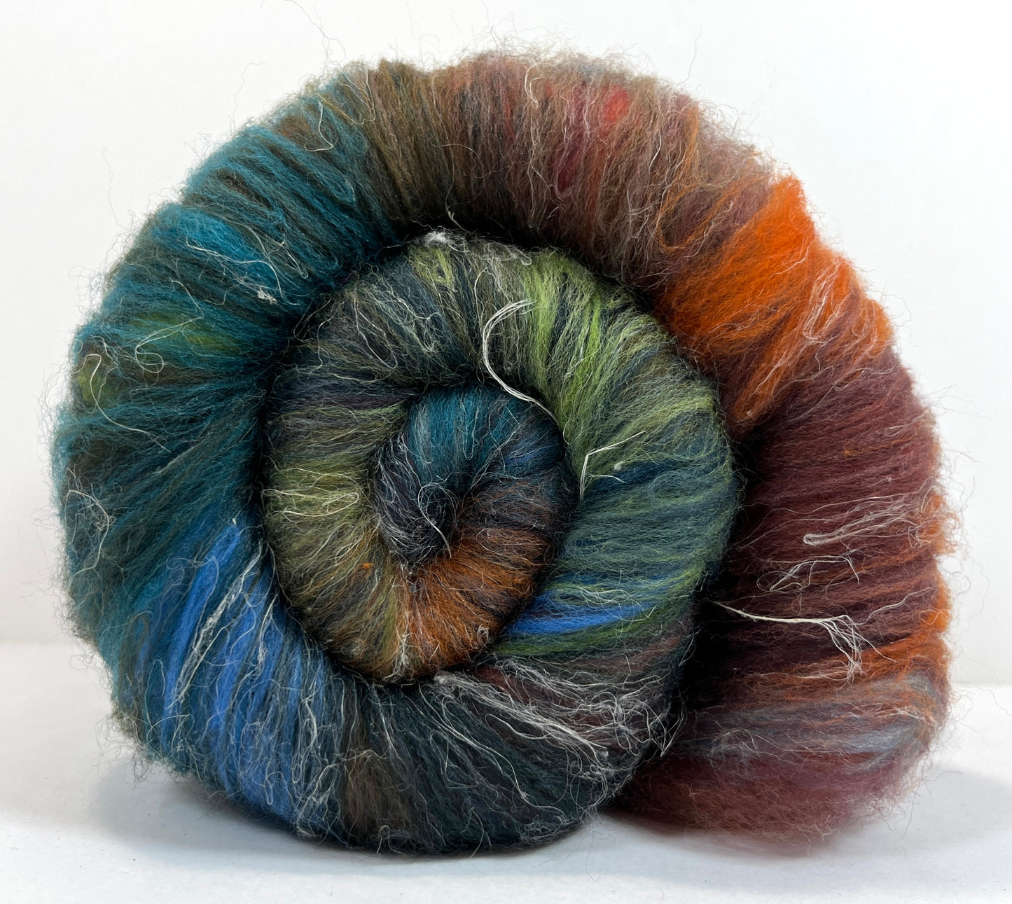 Crayon Box Batt 1003-04 - 3.7 oz Soft wool, silk, flax, hemp, NO SPARKLE, spinning fiber, drumcarded, handspinning, nuno, felting wool