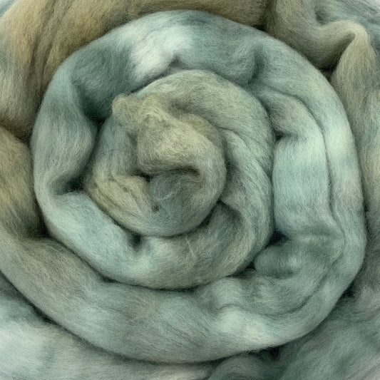 Dried Sage - 2 oz hand dyed semisolid wool combed top