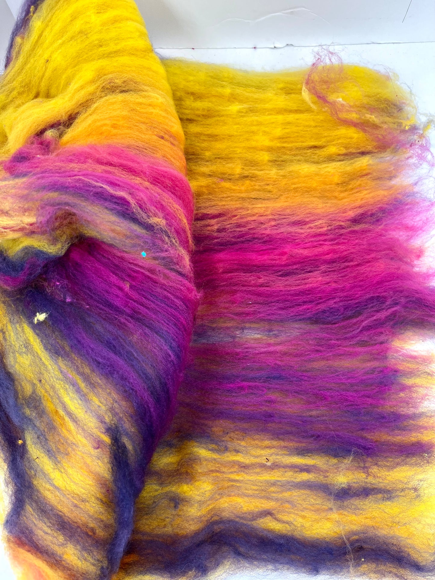 Sassy Blended Batt 0520-01 - 2.1 oz Cormo wool, silk, noils, spinning fiber, drumcarded, handspinning, nuno, felting wool