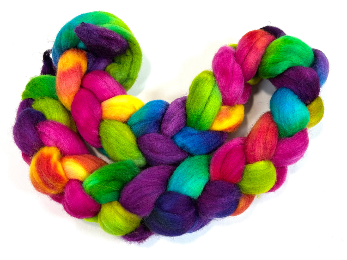 Tie Dye SC - 4 oz hand painted wool combed top, roving, spinning fiber, handspinning, felting