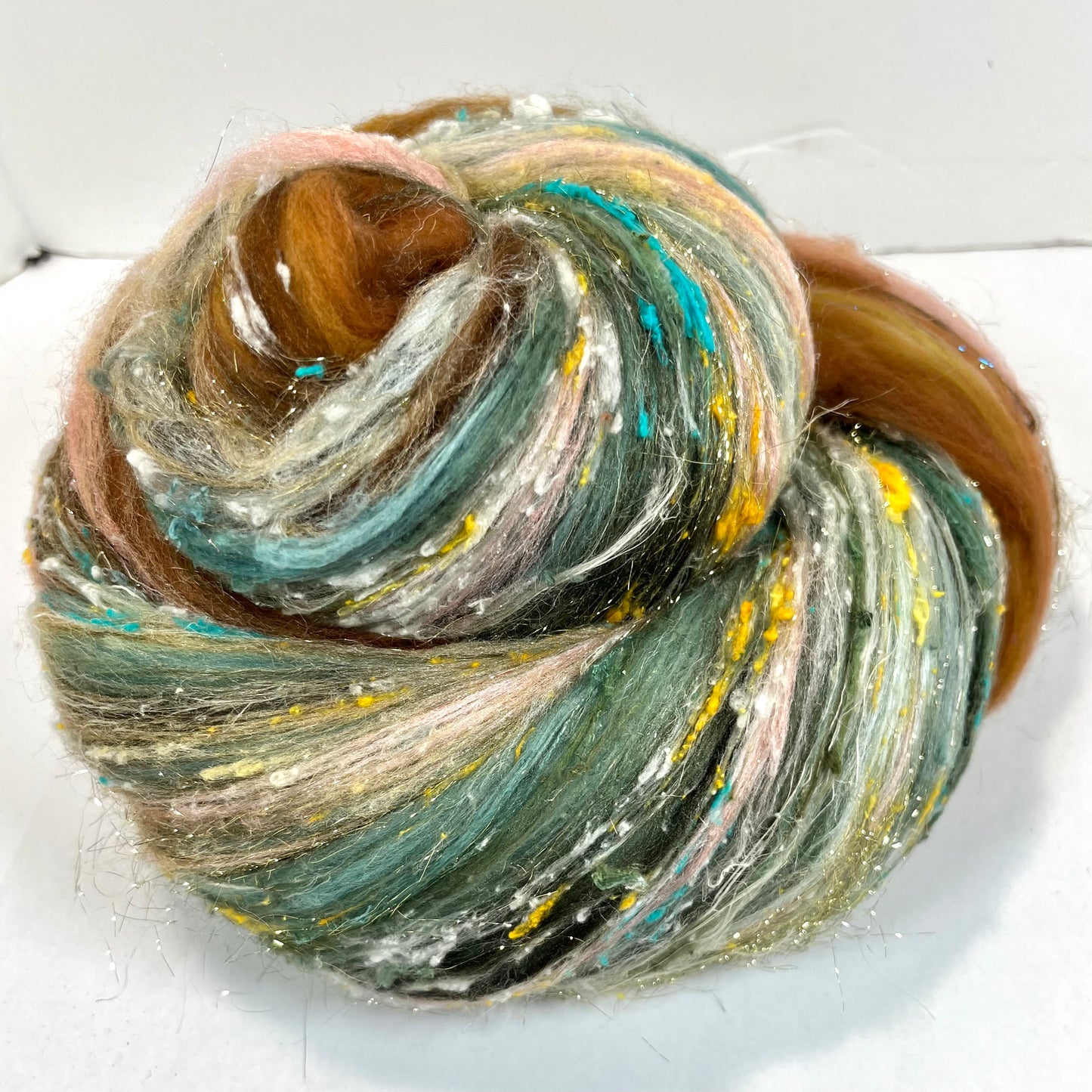 Prairie Batt 0730-02 - 3.9 oz soft wool, silk, noils, spinning fiber, drumcarded, handspinning, nuno, felting wool