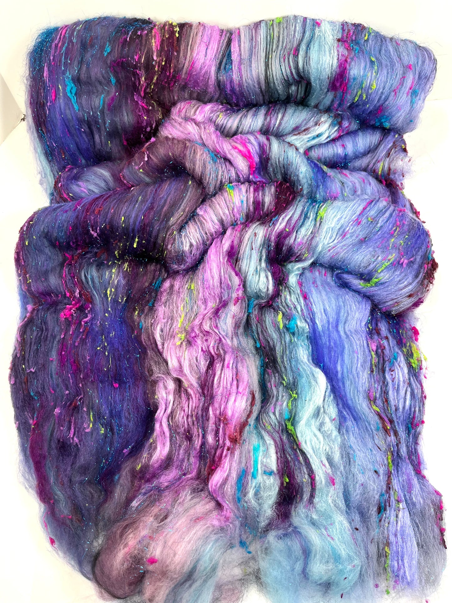 Mystique Batt 0729-02 - 3.5 oz soft wool, silk, noils, spinning fiber, drumcarded, handspinning, nuno, felting wool