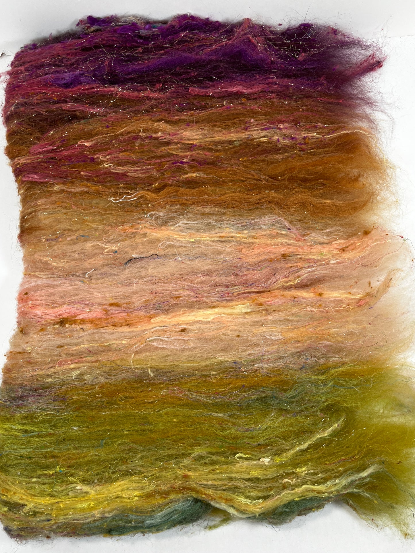 Wayfarer Batt 0118-05 - 2.7 oz Cormo wool, silk, noils, spinning fiber, drumcarded, handspinning, nuno, felting wool