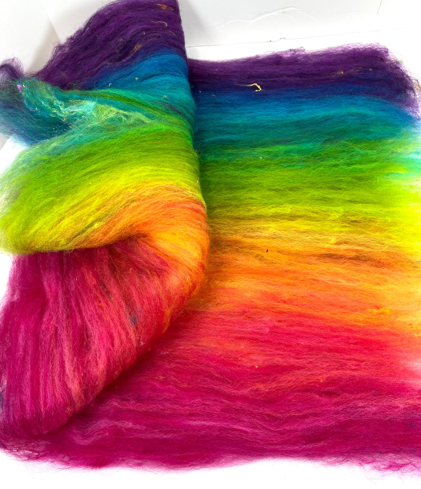 Tie Dye Gradient Batt 0608-01 - 2.5 oz BFL wool, silk, noils, spinning fiber, drumcarded, handspinning, nuno, felting wool