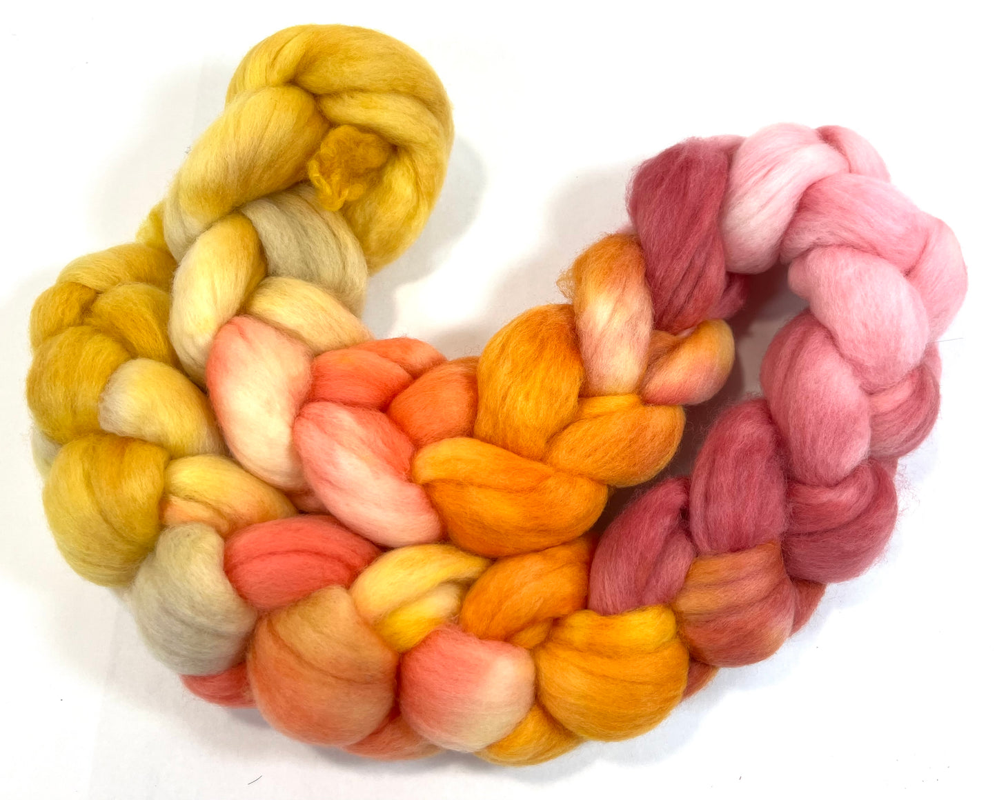 Peach Melba MG - 4 oz hand painted wool combed top, roving, spinning fiber, handspinning, felting