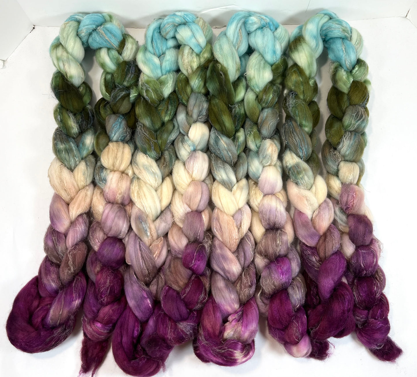Limited Edition 0523-02 - 4 oz Merino/silk/flax wool combed top, roving, spinning fiber, handspinning, felting, needle felting, weaving supplies