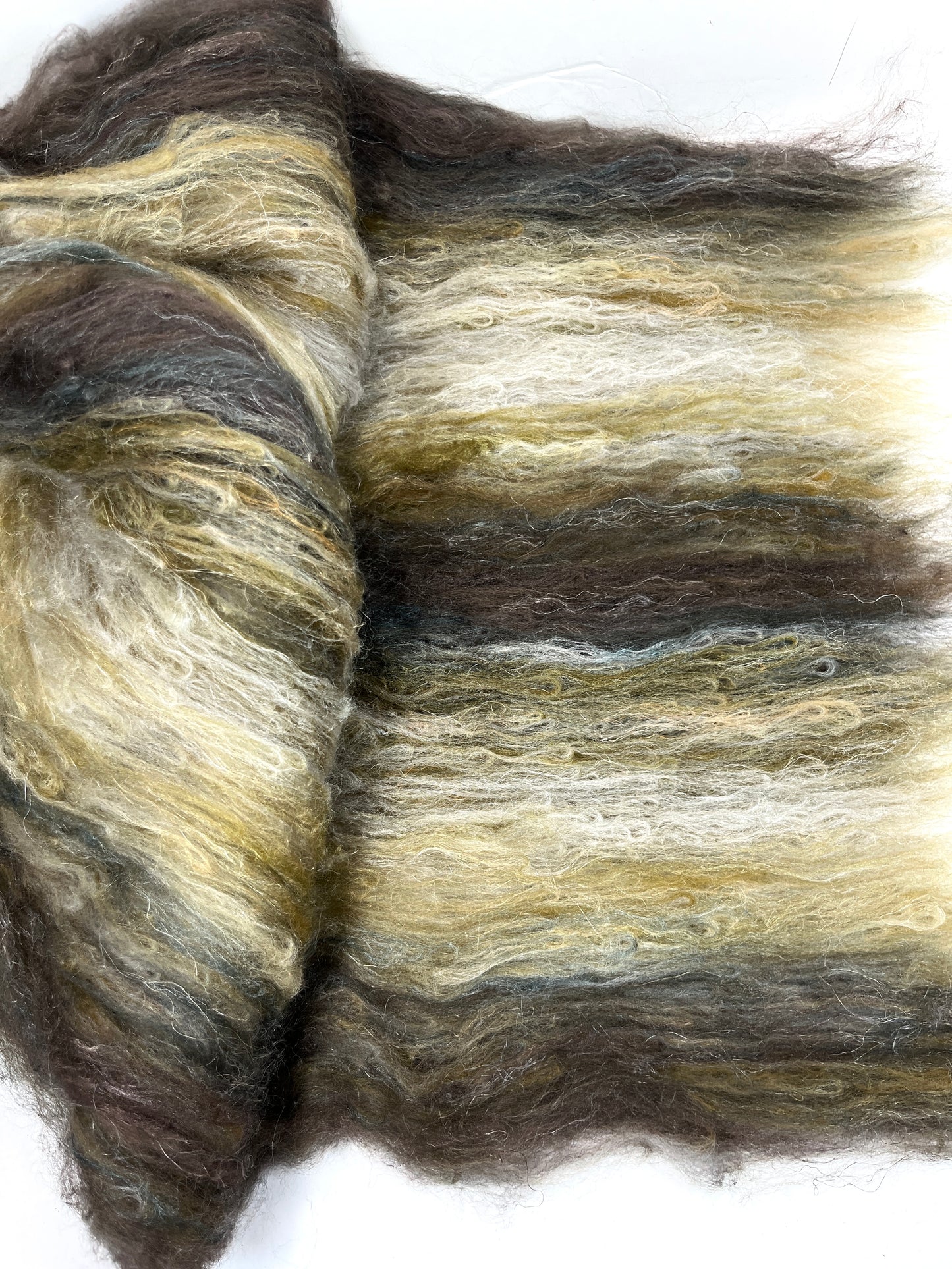 Mussels Batt 0210-03 - 2 oz Merino, silk, flax wool, silk, spinning fiber, drumcarded, handspinning, nuno, felting wool