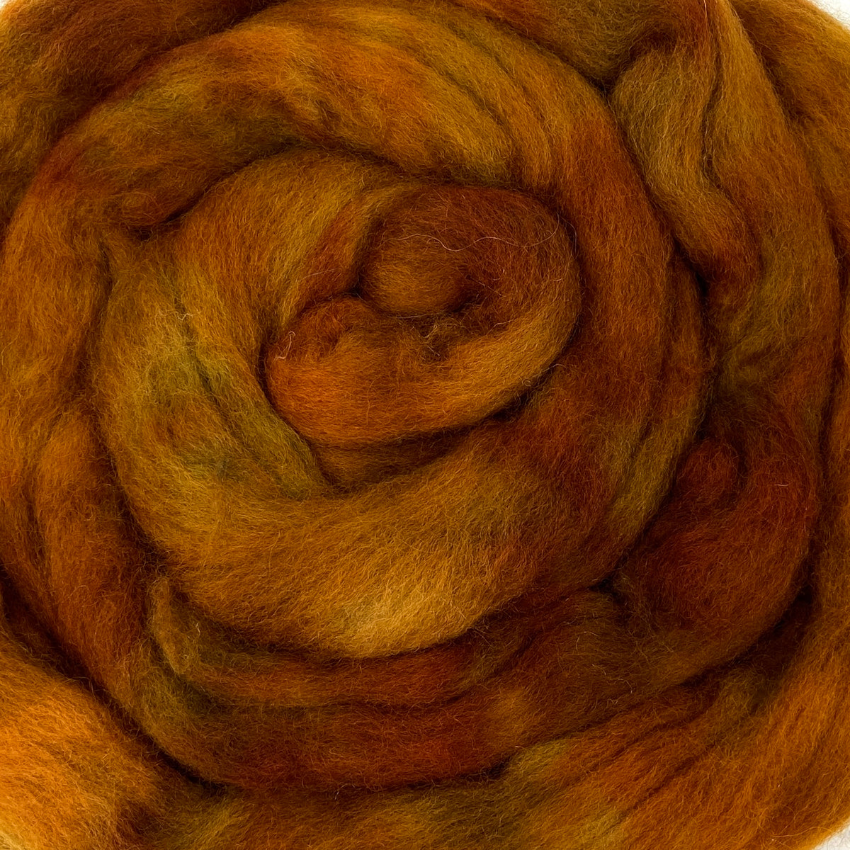 Wool Ginger Ginger - 2 oz hand dyed semisolid wool combed top – FatCatKnits