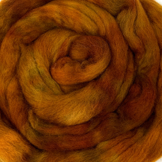 Ginger - 2 oz hand dyed semisolid wool combed top