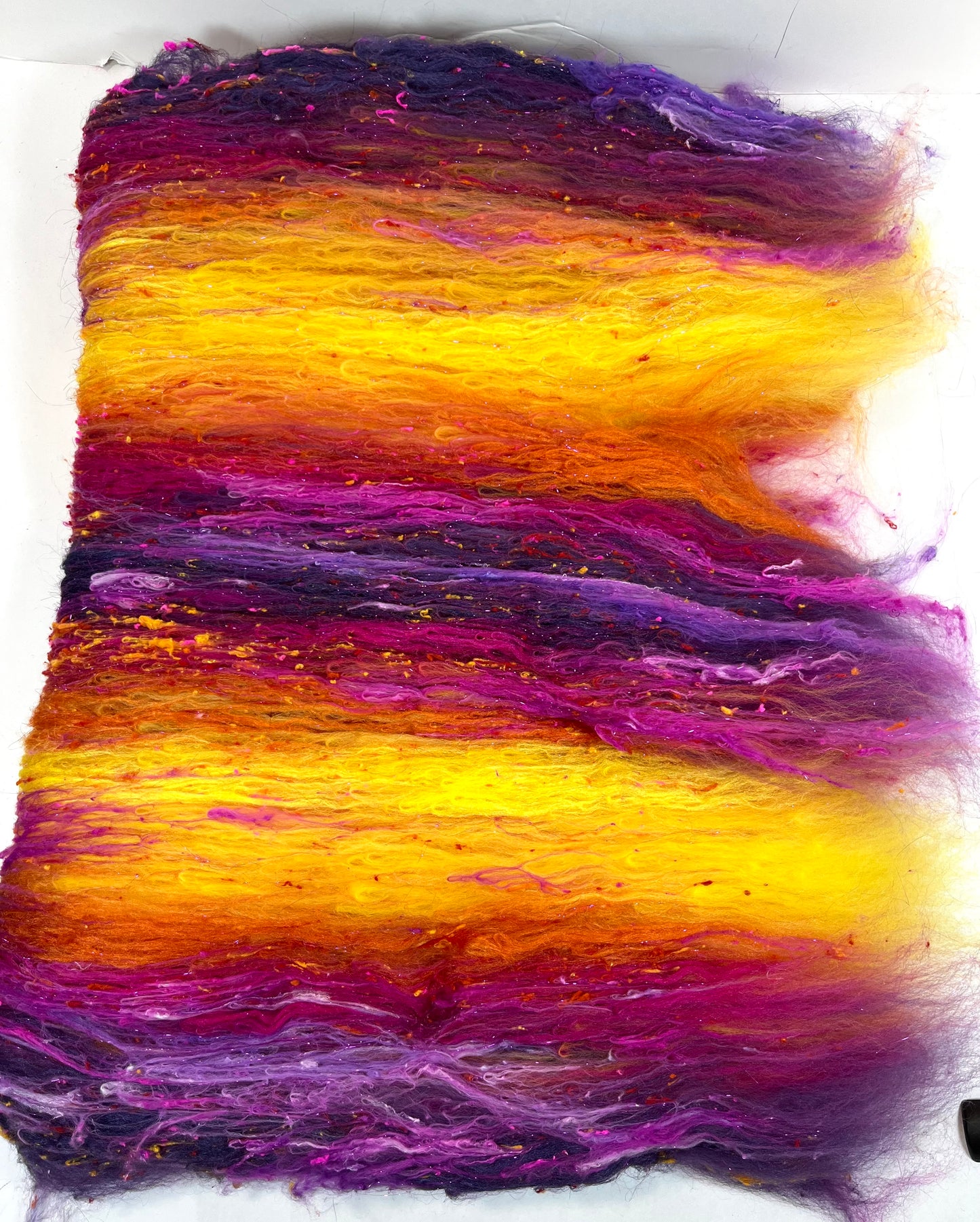 Sassy SC Batt 0504-02 - 2.9 oz Polwarth wool, silk, noils, spinning fiber, drumcarded, handspinning, nuno, felting wool