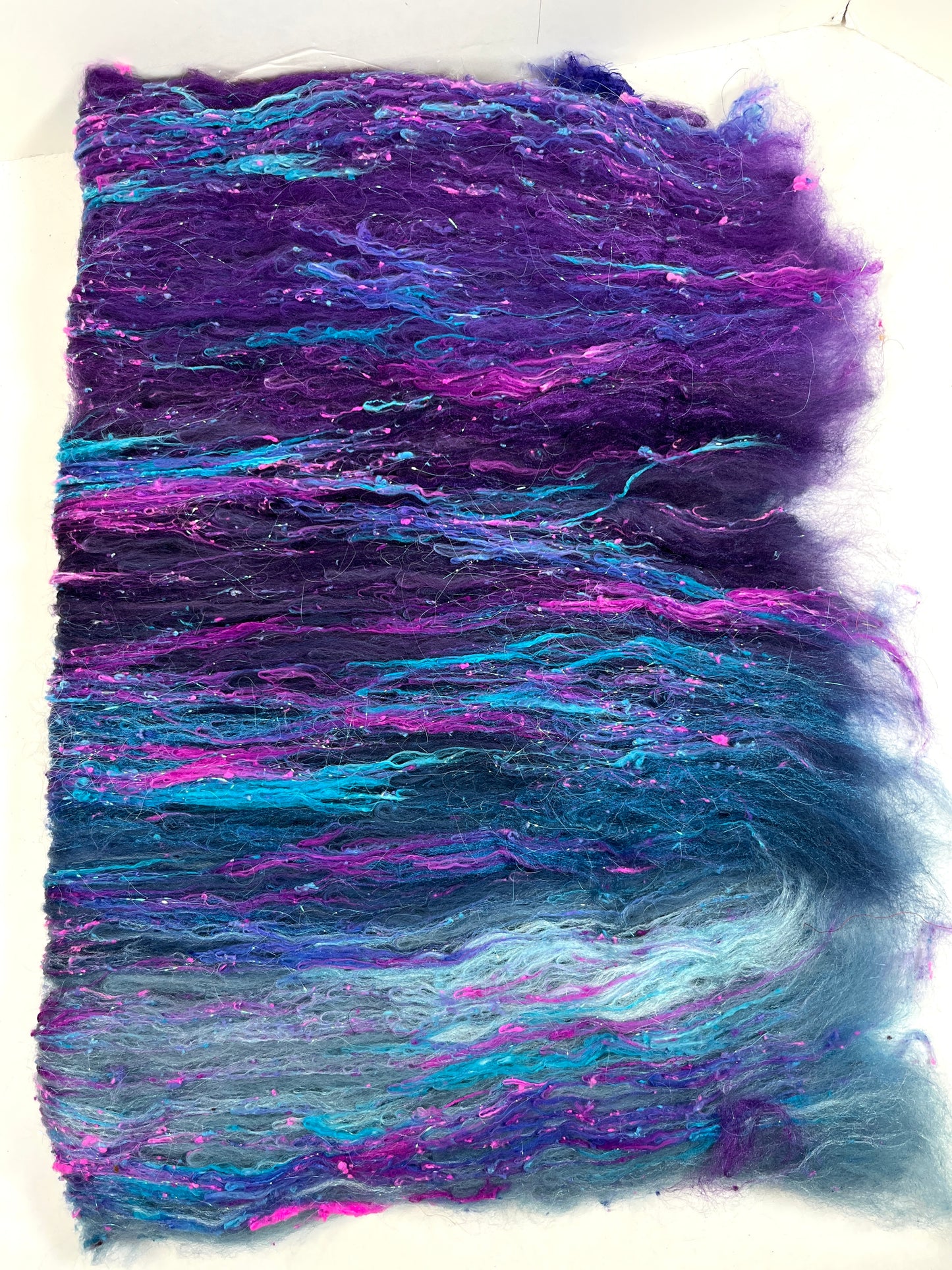 Nightberry Batt 0330-02 - 2.7 oz Polwarth wool, silk, noils, spinning fiber, drumcarded, handspinning, nuno, felting wool