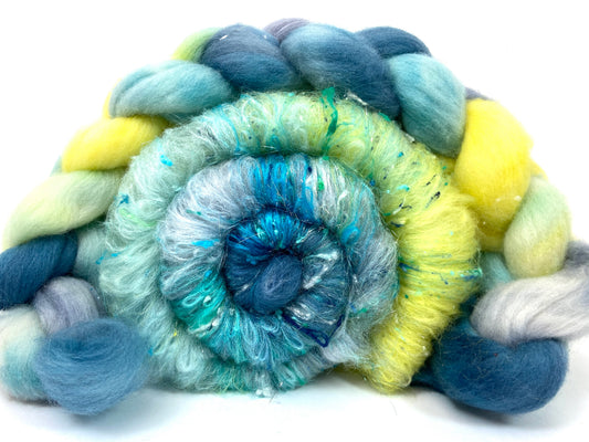 Marisol Batt/top Combo 1123-01, 4.3 oz, Polwarth wool, silk, bamboo, spinning fiber, felting wool, weaving fiber