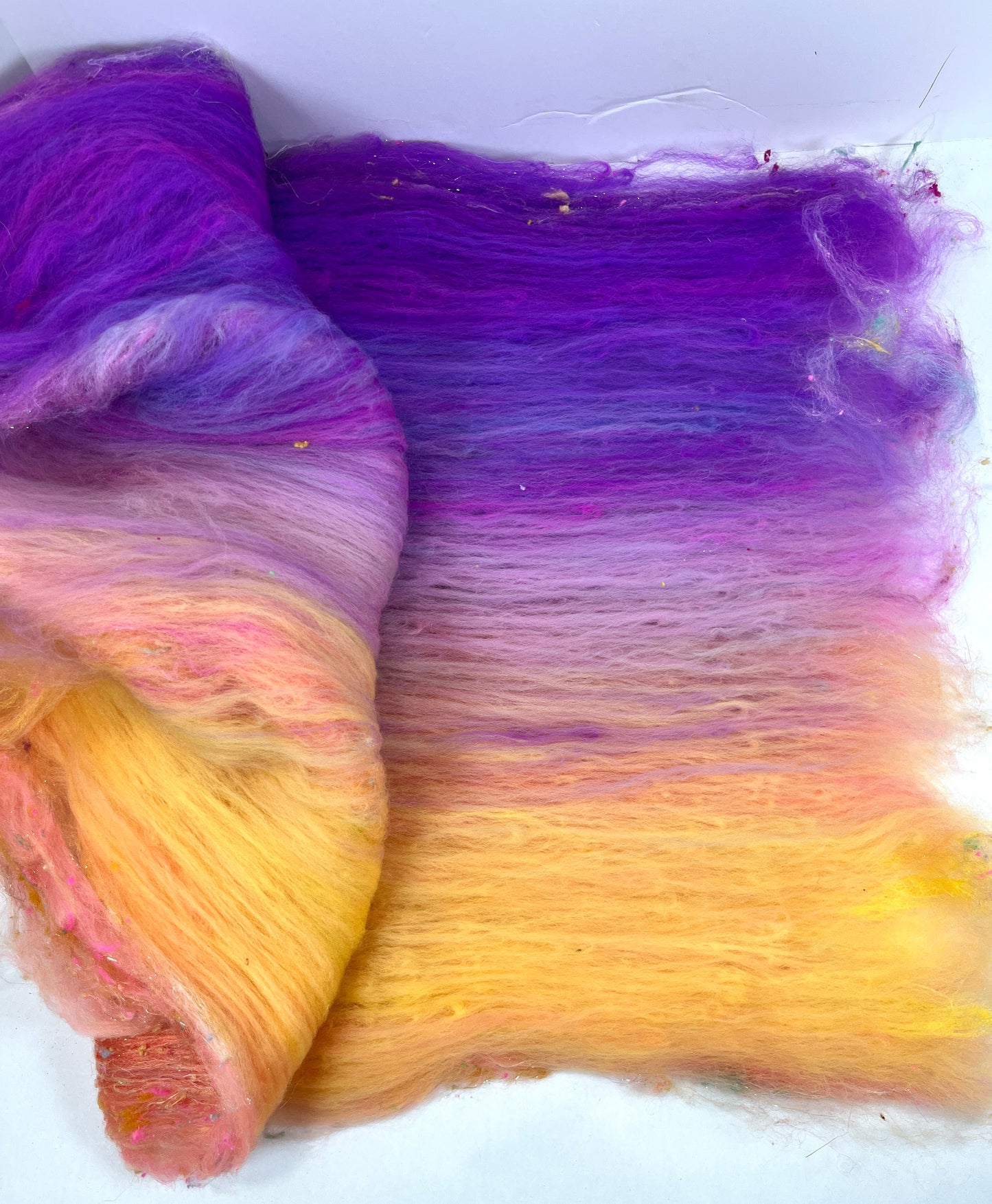 Cindy Lou Gradient Batt 0905-05 - 2.7 oz Polwarth wool, silk, hemp, noils, spinning fiber, handspinning, nuno, felting wool, weaving, spindle