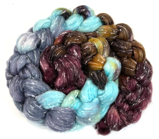 Winter Treeline MG - 4 oz 80/20 South American wool/rayon nepps combed top, roving, spinning fiber, handspinning, felting, needle felting, weaving supplies