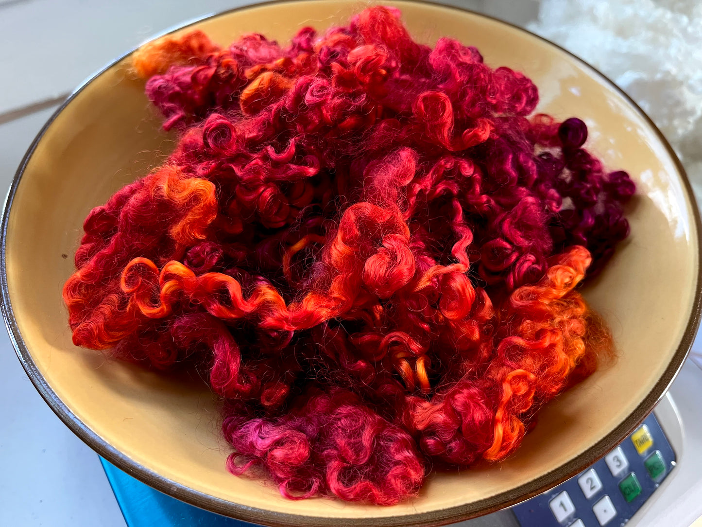 Wensleydale Locks, Fireberry colorway, super clean, spinning, felting, fiber art, doll hair, nuno, lockspun yarn