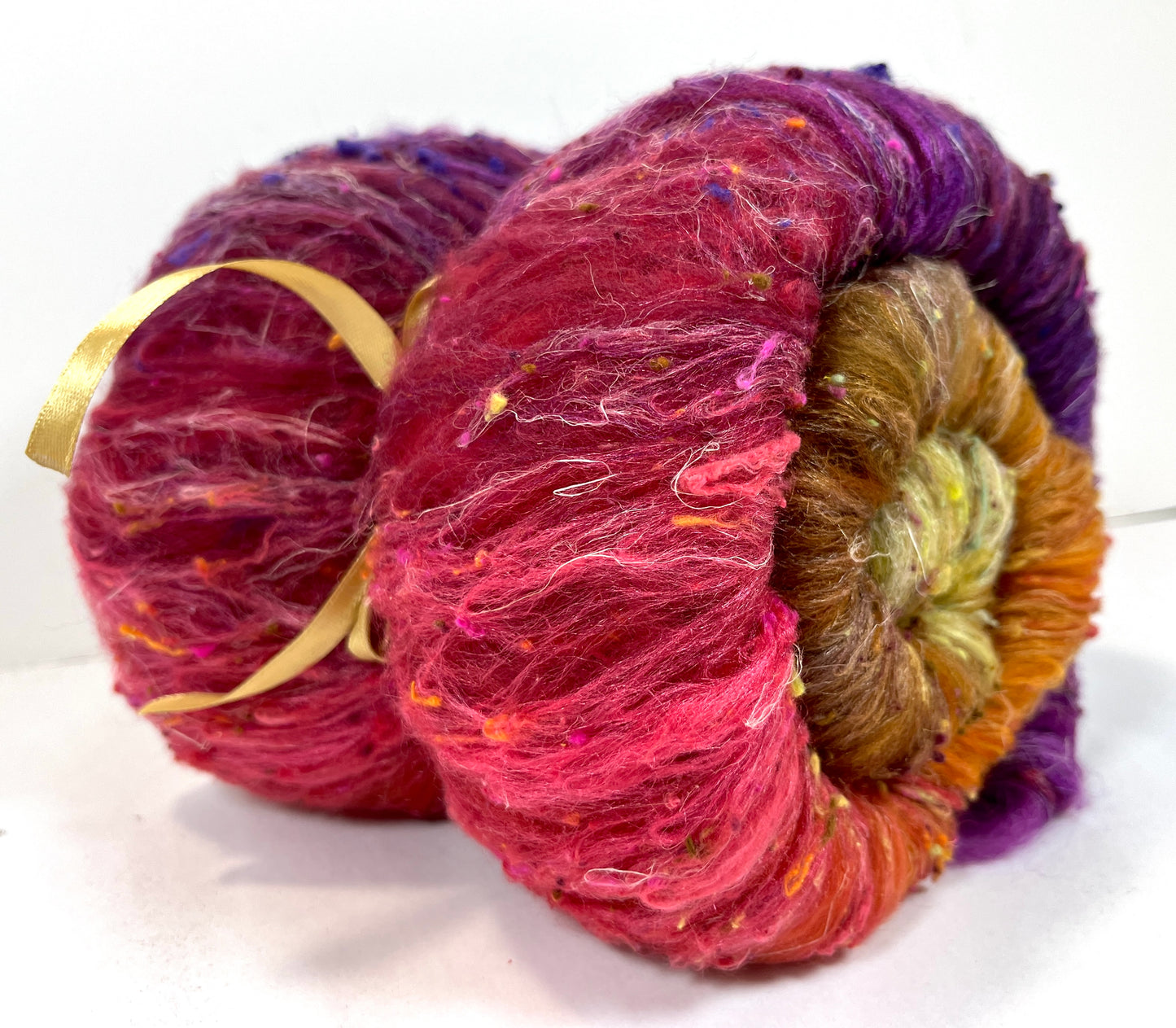 Curried Beets Batt 1231-02 - 2.8 oz Polwarth wool, silk, noils, spinning fiber, drumcarded, handspinning, nuno, felting wool