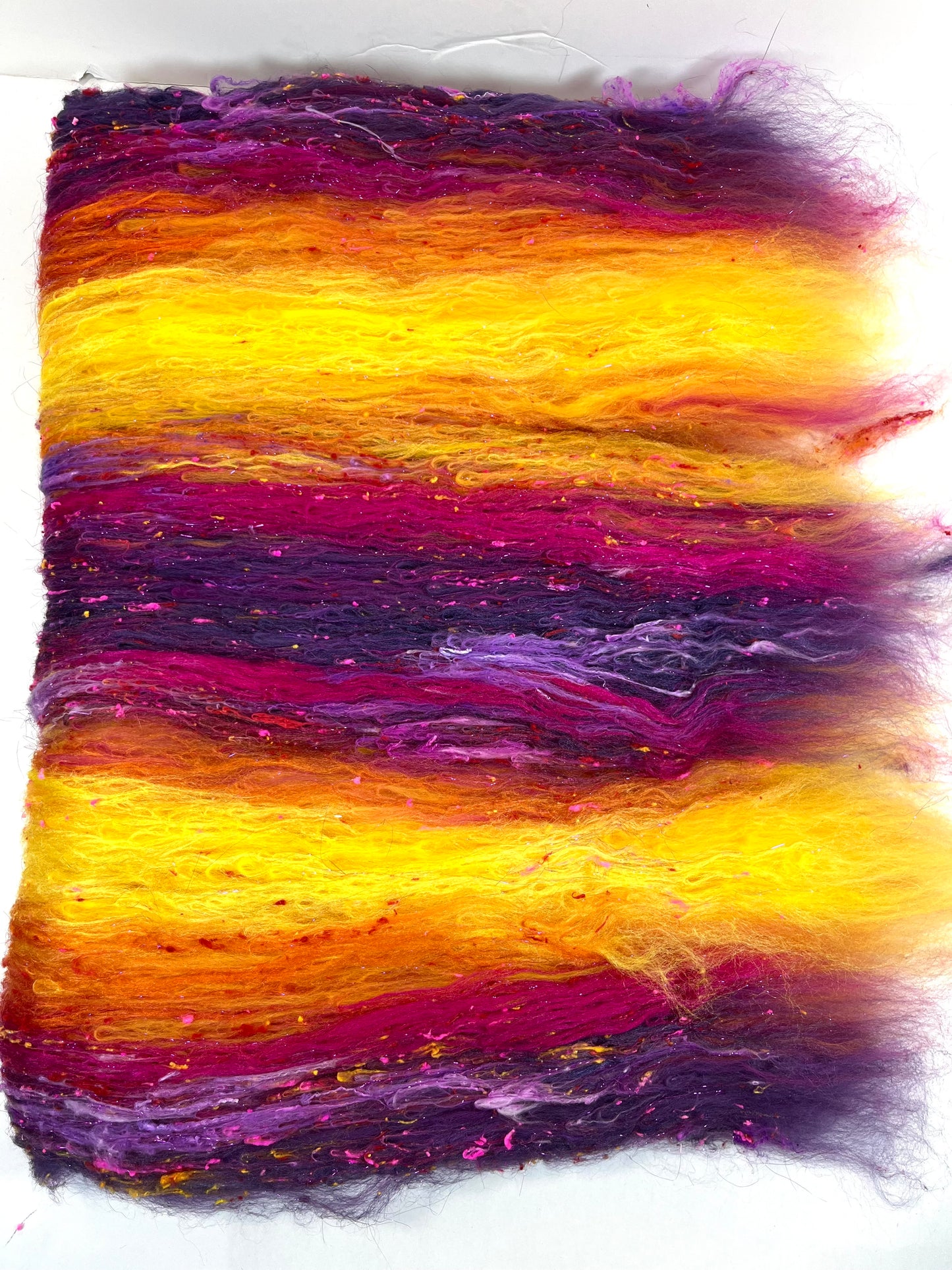 Sassy SC Batt 0504-03 - 2.9 oz Polwarth wool, silk, noils, spinning fiber, drumcarded, handspinning, nuno, felting wool