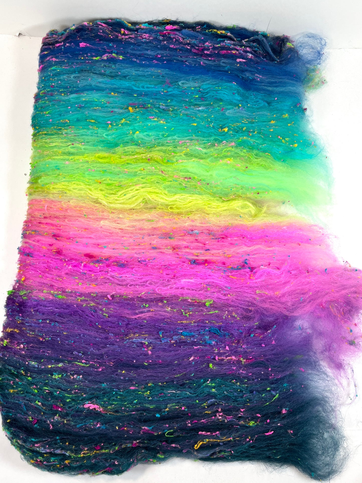 Nemesis Batt 0404-04 - 2.8 oz Cormo wool, silk, noils, spinning fiber, drumcarded, handspinning, nuno, felting wool