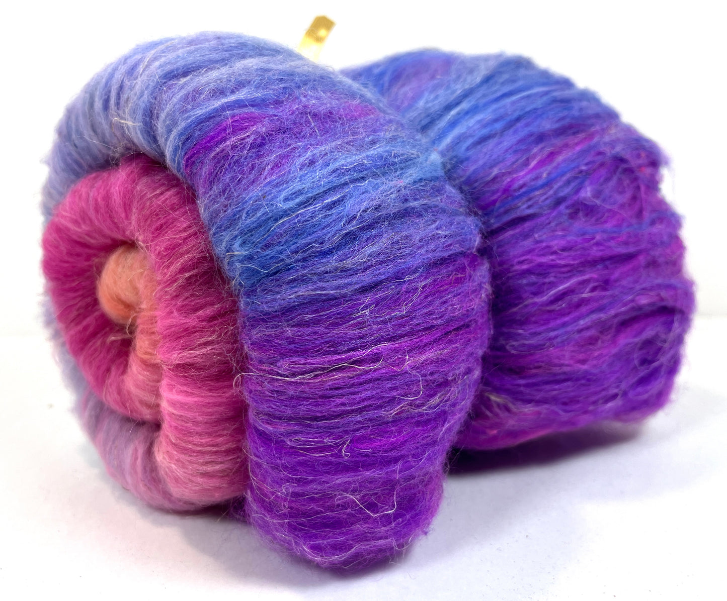 Razzleberry Batt 1224-05, Merino wool, silk, flax, spinning fiber, drumcarded, handspinning, nuno, felting wool
