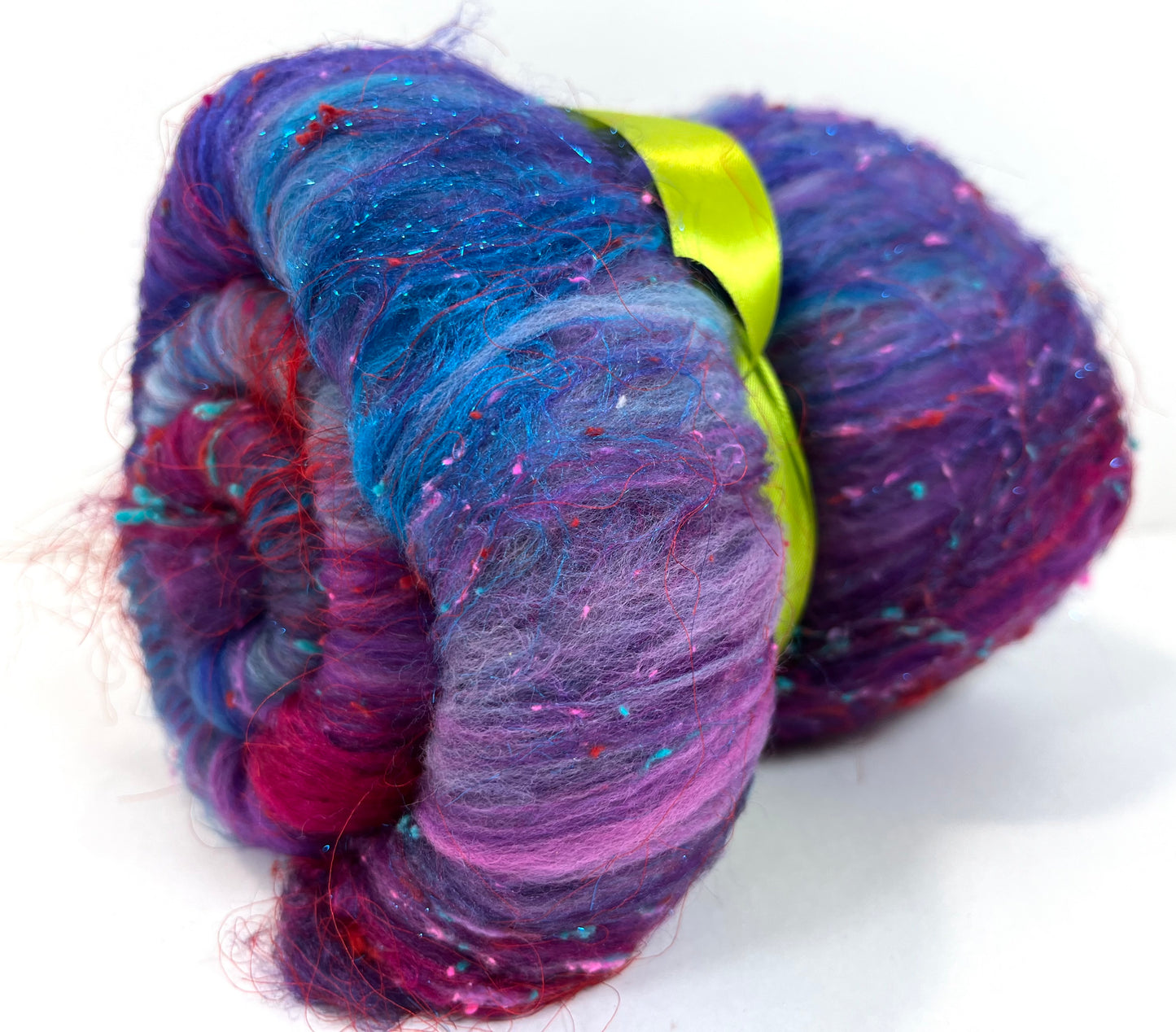 Midnight Fantastic Batt 0501-01 - 2.8 oz Cormo wool, silk, noils, spinning fiber, drumcarded, handspinning, nuno, felting wool