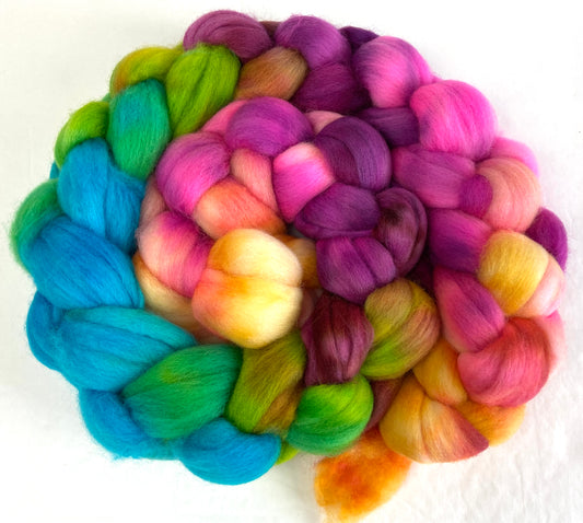 Super Nerds MG - 4 oz hand painted wool combed top, roving, spinning fiber, handspinning, felting