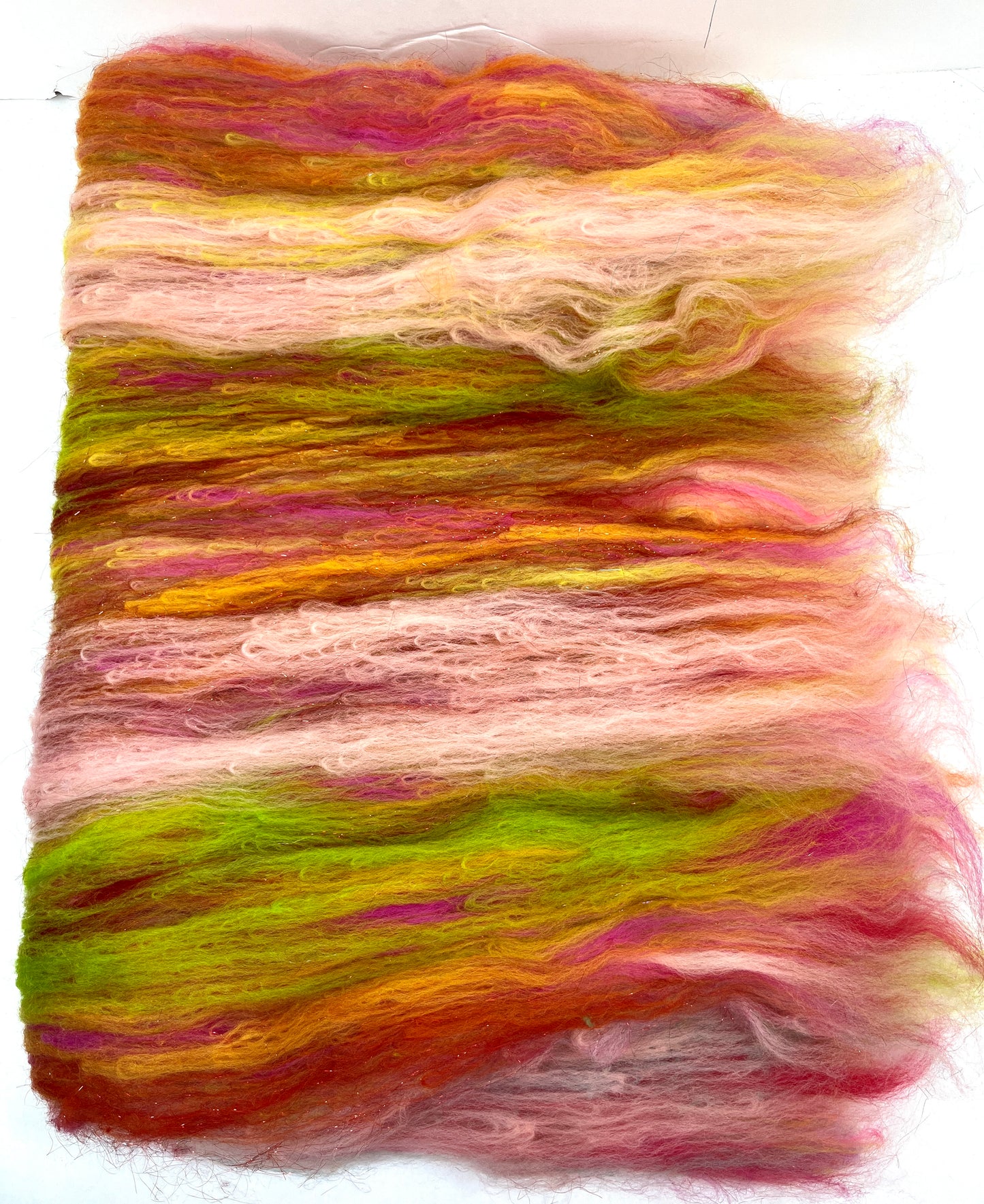 Crayon Box Batt 0524-01 - 3.7 oz Soft wool, sparkle, spinning fiber, drumcarded, handspinning, nuno, felting wool