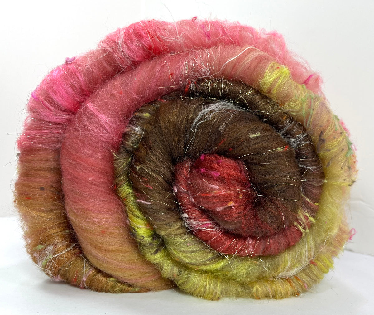 Old Rose Batt 0901-01 - 3.9 oz Polwarth wool, silk, noils, spinning fiber, drumcarded, handspinning, nuno, felting wool