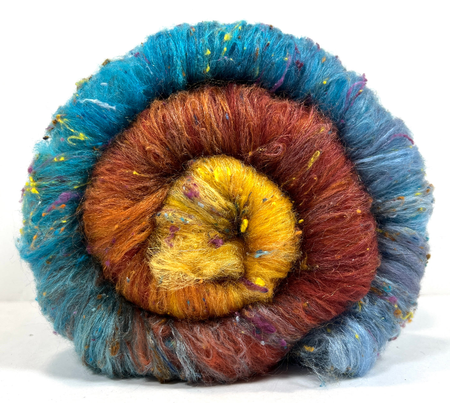 Gradient Batt 1215-05 - 2.6 oz Polwarth wool, silk, noils, spinning fiber, drumcarded, handspinning, nuno, felting wool