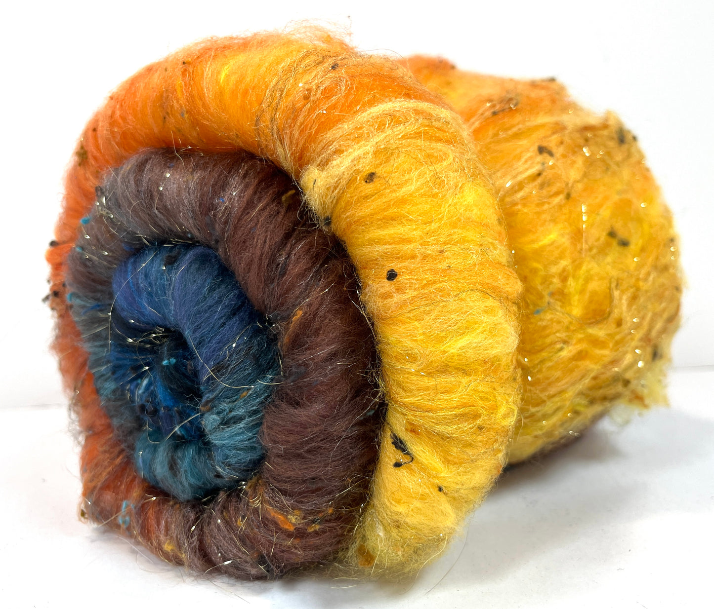 Harvest Moon Batt 1231-03 - 2.6 oz Falkland Merino wool, silk, noils, spinning fiber, drumcarded, handspinning, nuno, felting wool