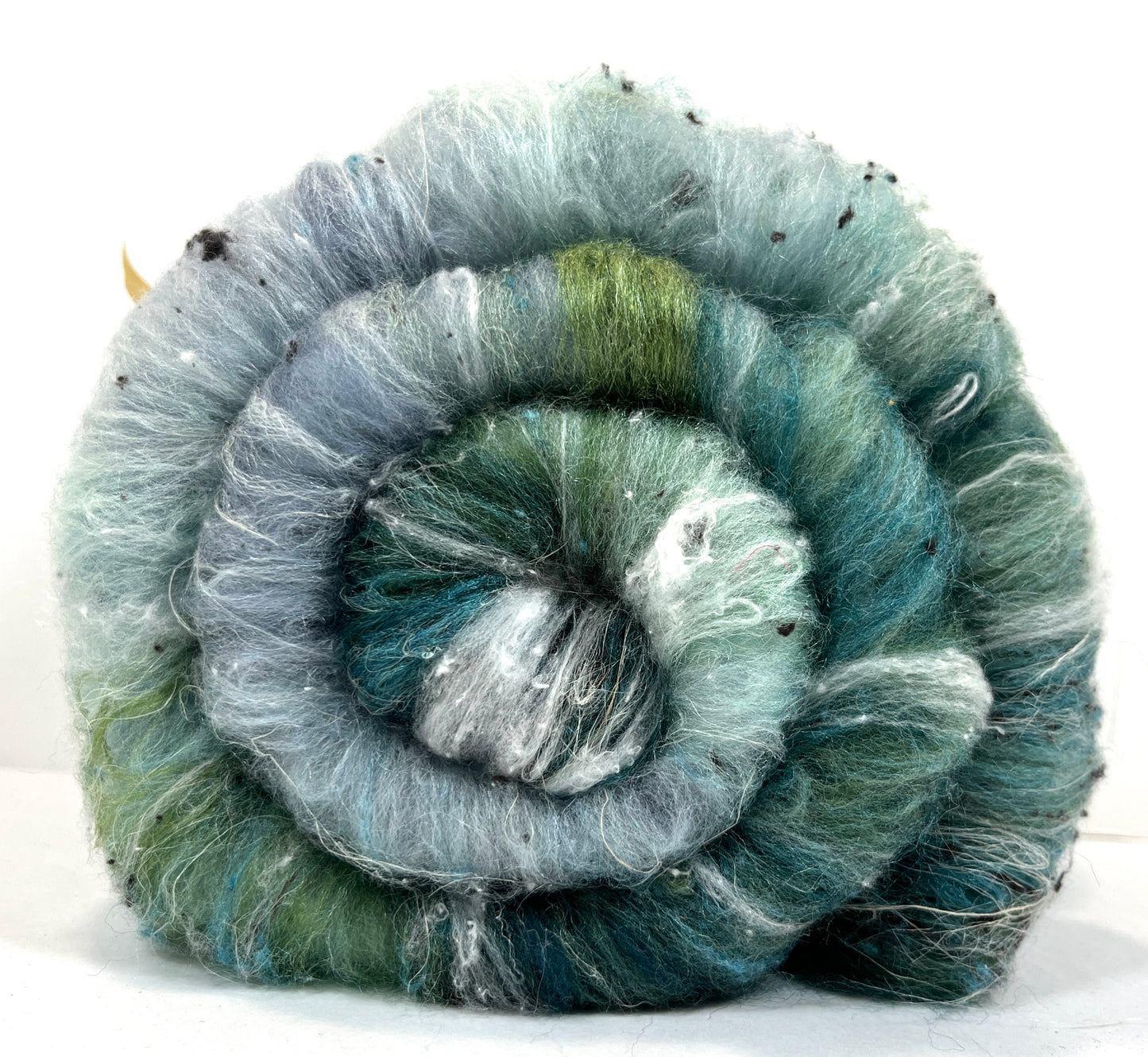 Cool River Batt 1130-01 - 2.7 oz Falkland Merino wool, silk, noils, spinning fiber, drumcarded, handspinning, nuno, felting wool