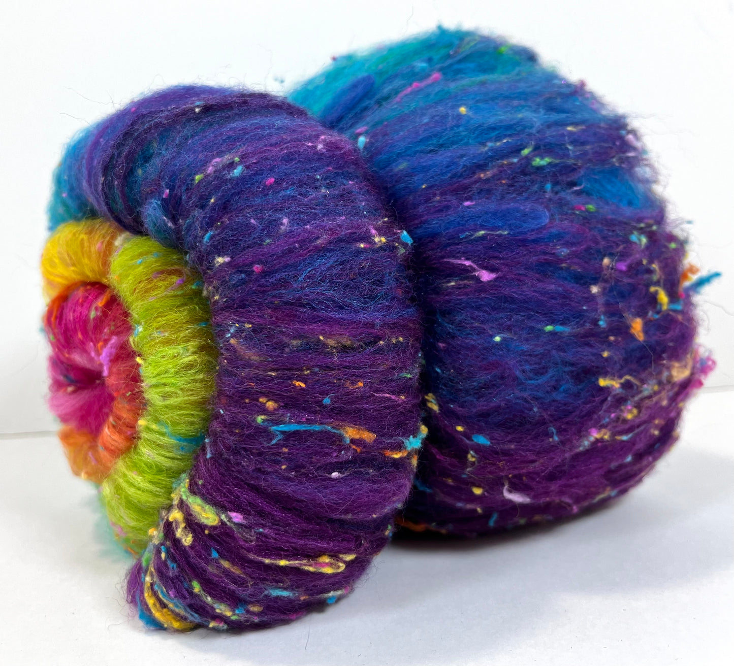 Tie Dye Gradient Batt 0608-01 - 2.5 oz BFL wool, silk, noils, spinning fiber, drumcarded, handspinning, nuno, felting wool