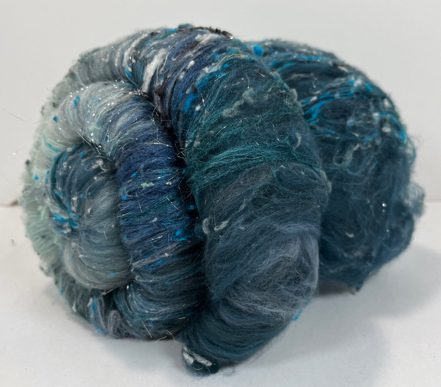 The River Styx Batt 0608-06 - 2.6 oz Falkland Merino wool, silk, noils, spinning fiber, drumcarded, handspinning, nuno, felting wool