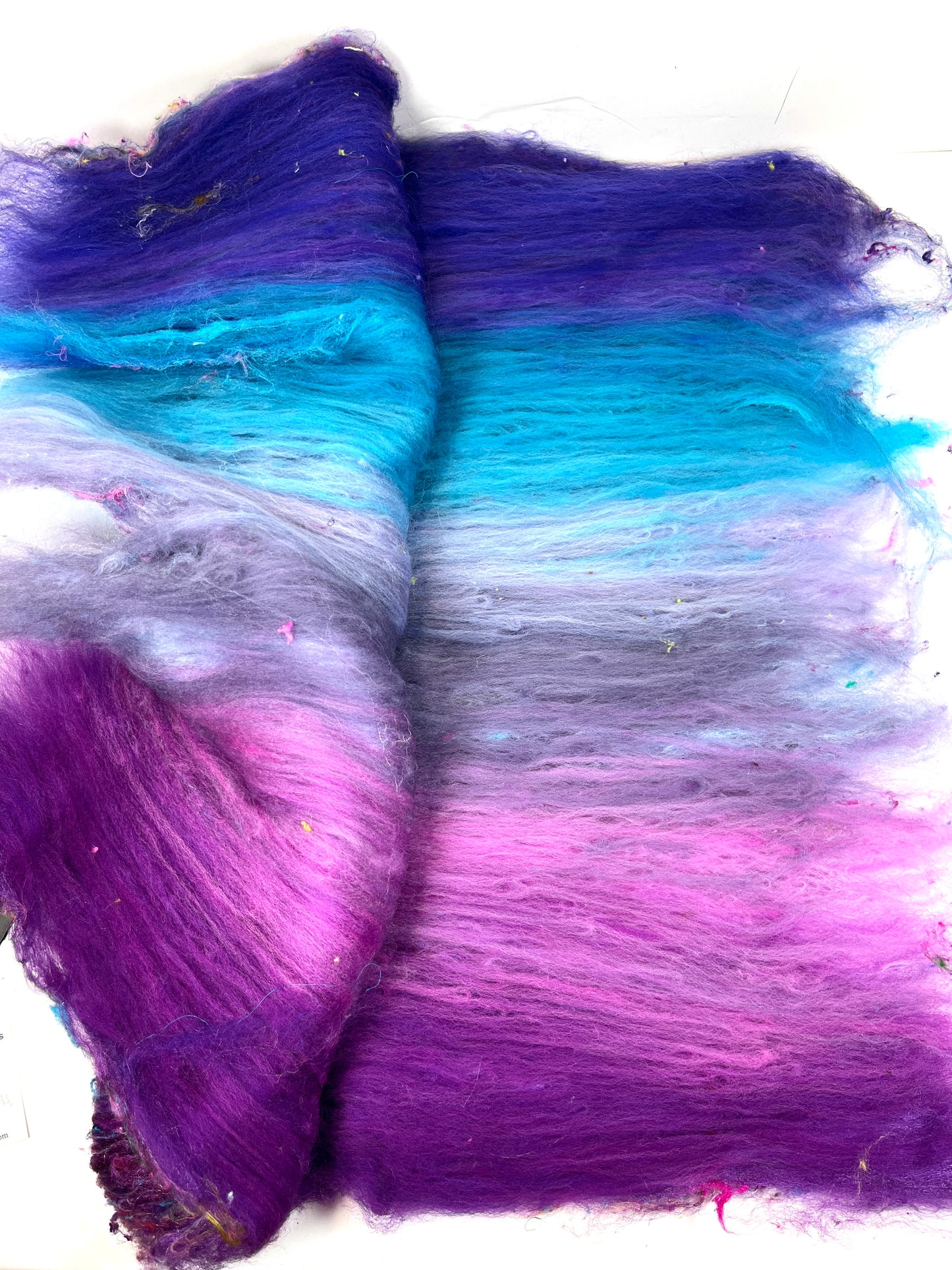 Midnight Fantastic Batt 1229-02 - 2.6 oz Falkland Merino wool, silk, noils, spinning fiber, drumcarded, handspinning, nuno, felting wool