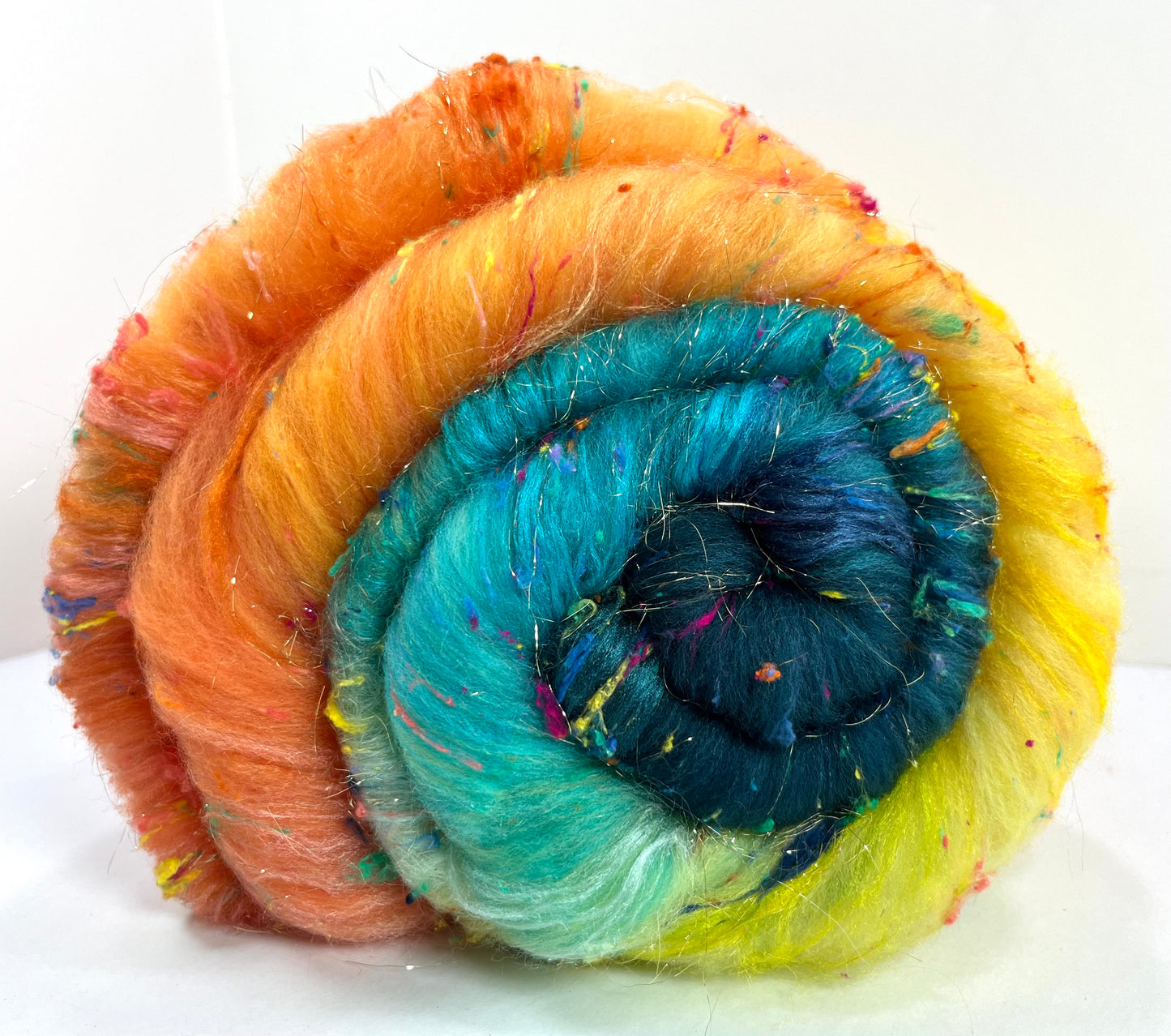 Ironic Grooves Batt 0901-03 - 4.5 oz Falkland Merino wool, silk, noils, spinning fiber, drumcarded, handspinning, nuno, felting wool